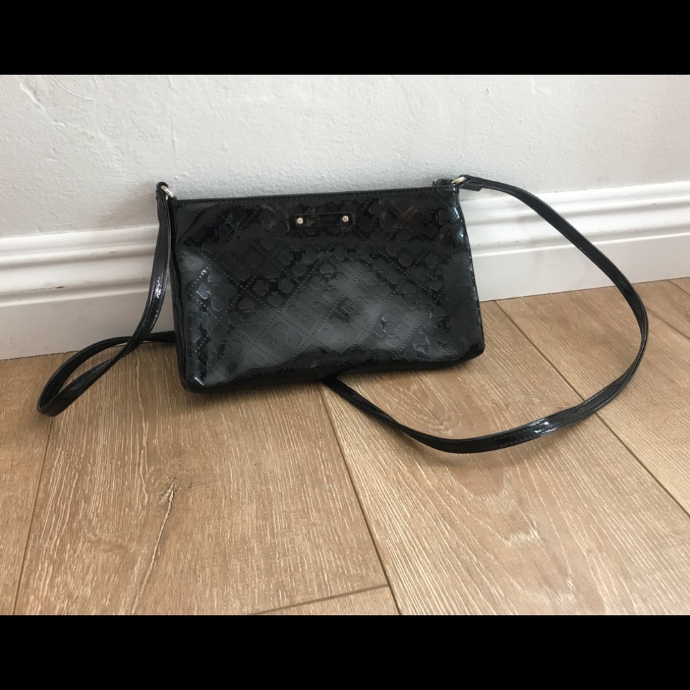 Kate Spade ♠️ black patent logo crossbody